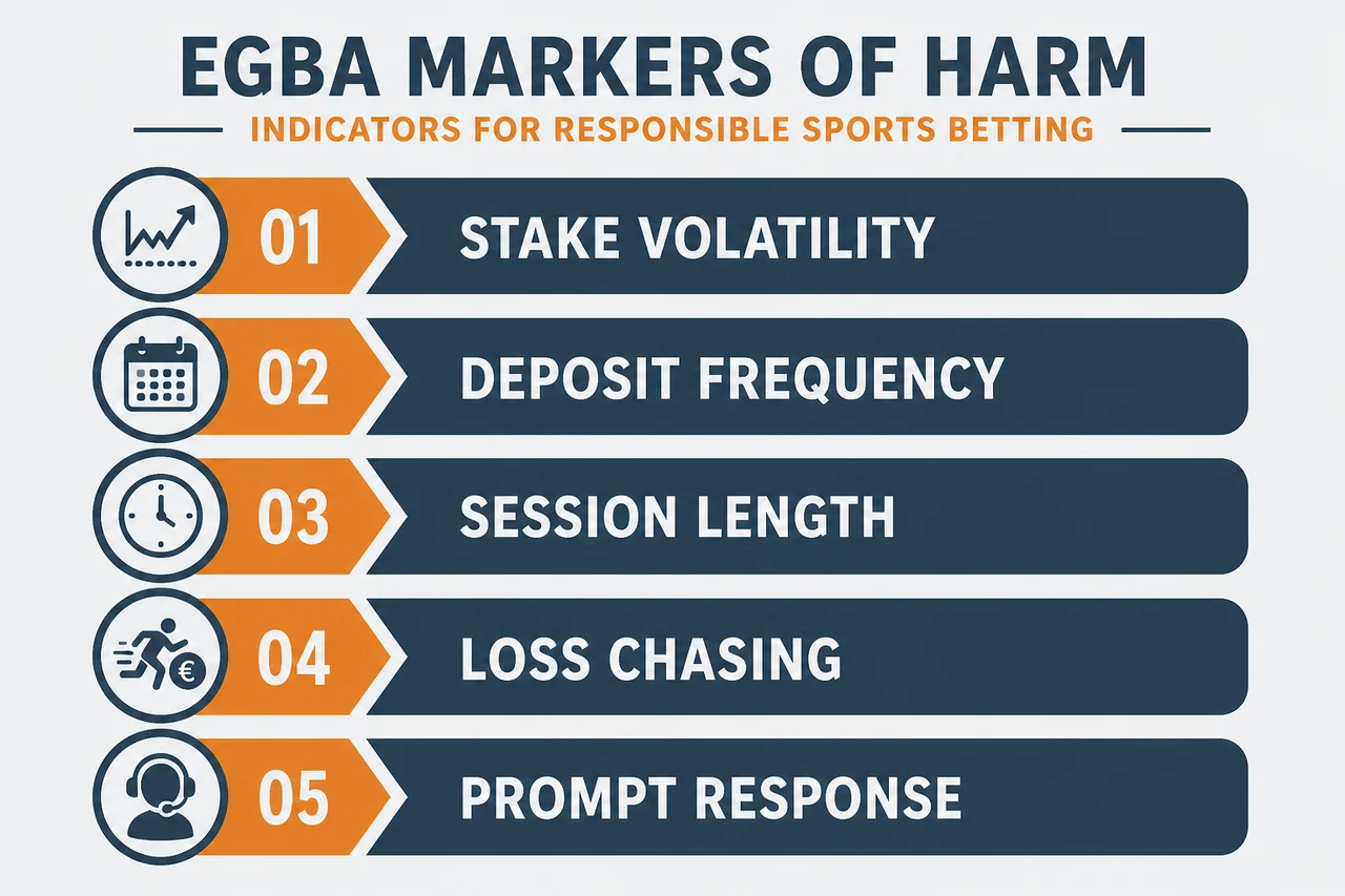 Chart of EGBA markers of harm indicators used in sports betting responsibility